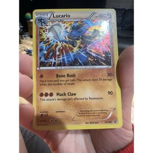 Pokémon Lucario XY140 Black Star Promo Cosmos Holo HP/DMG ~ HD GALAXY SWIRL🌀MEW